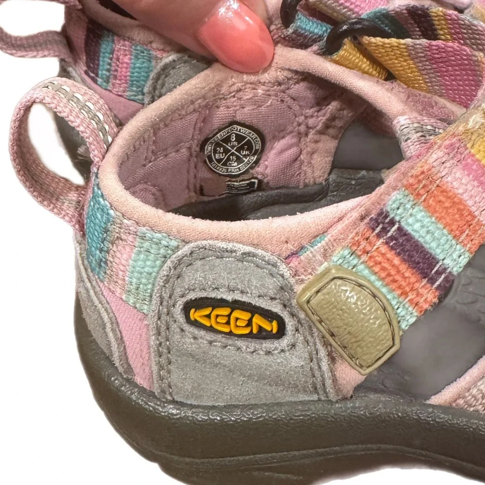KEEN Youth Venice H2 sandals Pink Blue Striped Water Shoes Size 8 US Toddler